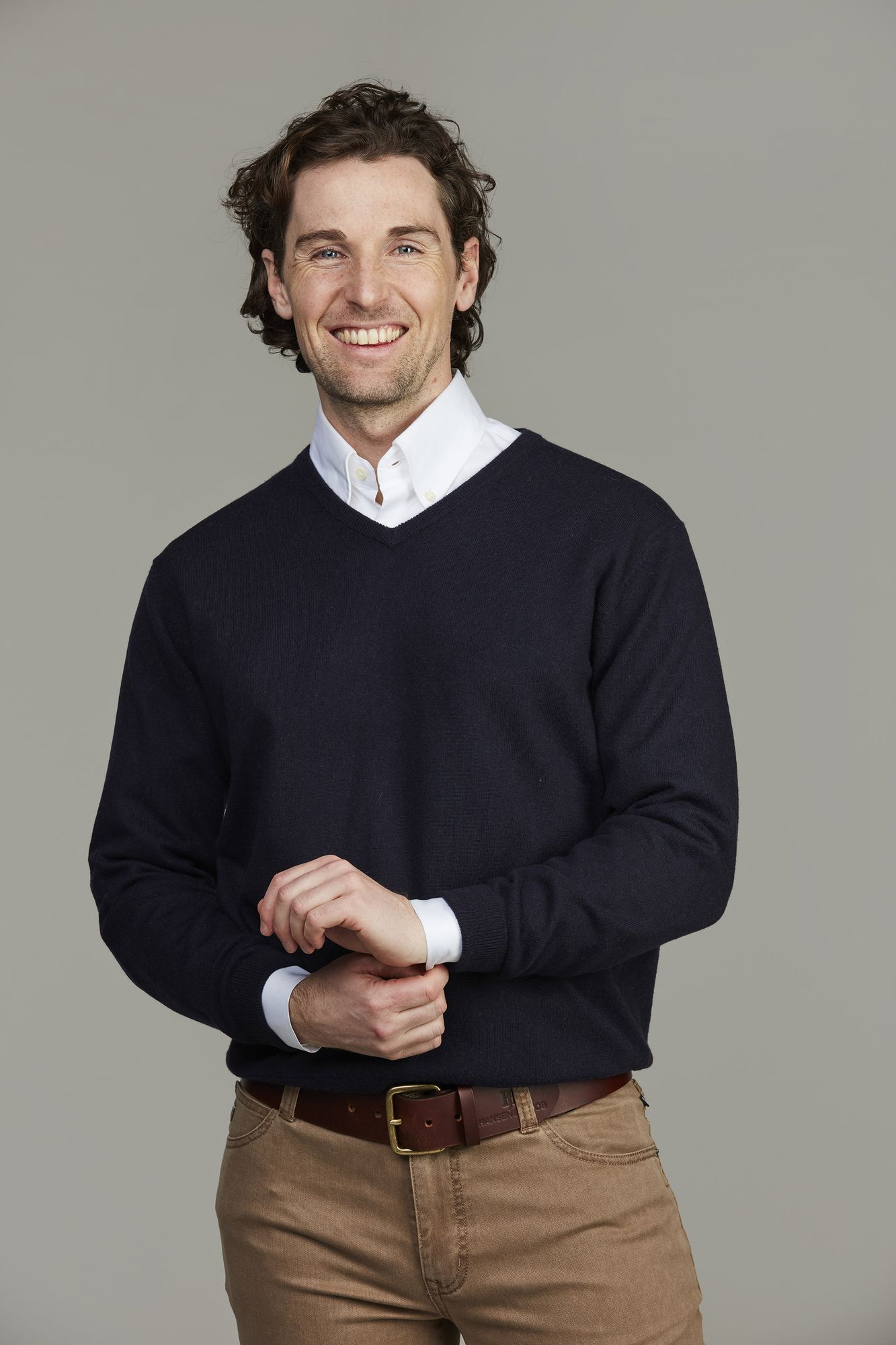Geelong V-neck Sweater, Marinblå, S, Hansen & Jacob – S