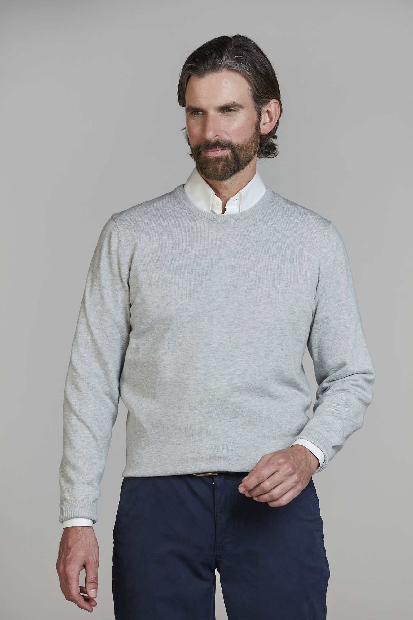 Crew Neck Sweater, Ljusgrå, XXL, Hansen & Jacob – XXL