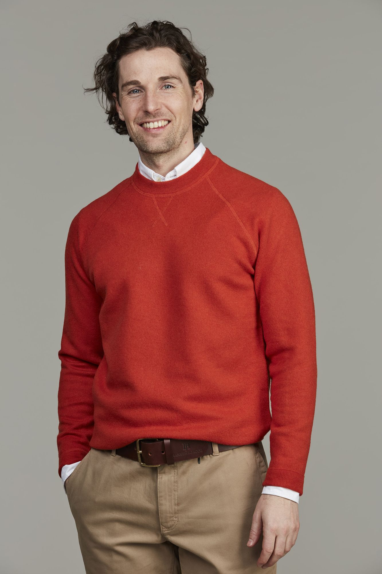Crew Neck College Sweater, Orange, XXL, Hansen & Jacob - XXL