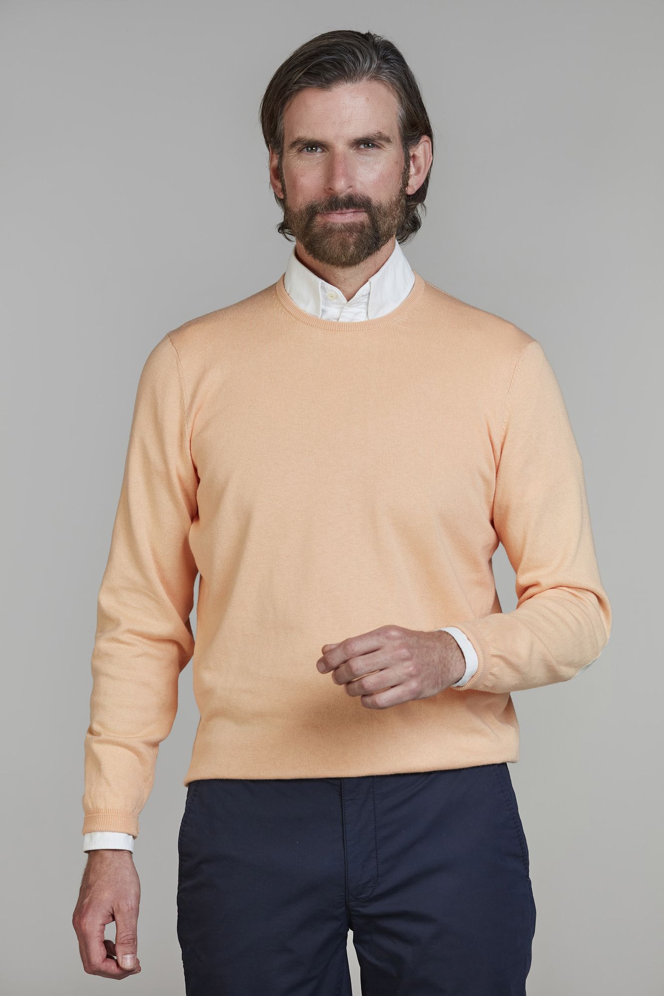 Crew Neck Knit E-patch, Orange, XL, Hansen & Jacob - XL