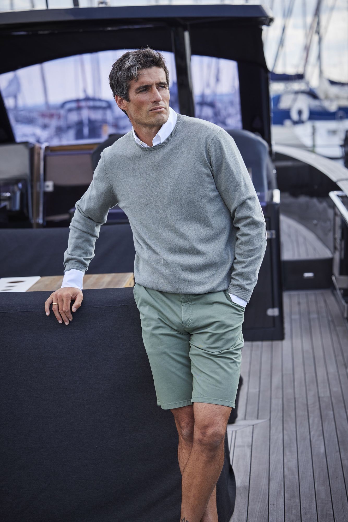 Crew Neck Knit E-patch, Dimgrön, XXL, Hansen & Jacob – XXL