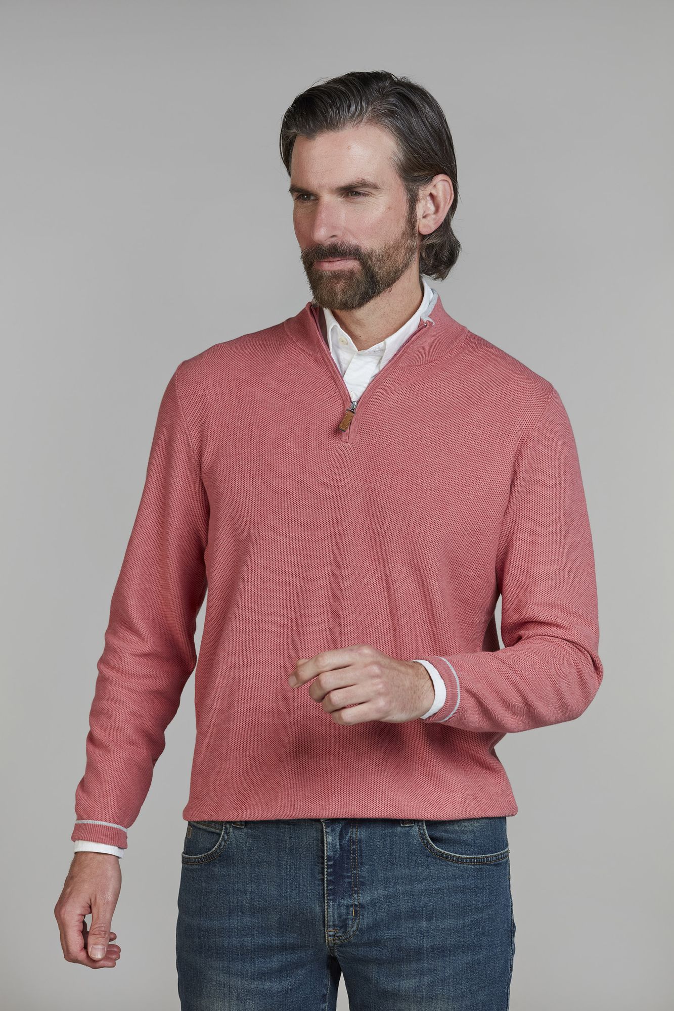 Half Zip Structure Knit, Röd, XXL, Hansen & Jacob - XXL