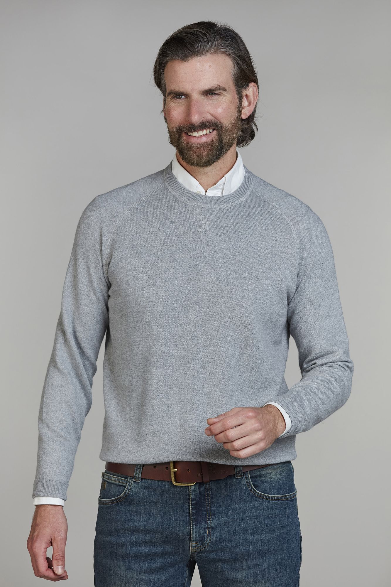 Crew Neck College Sweater, Grå, XXL, Hansen & Jacob - XXL