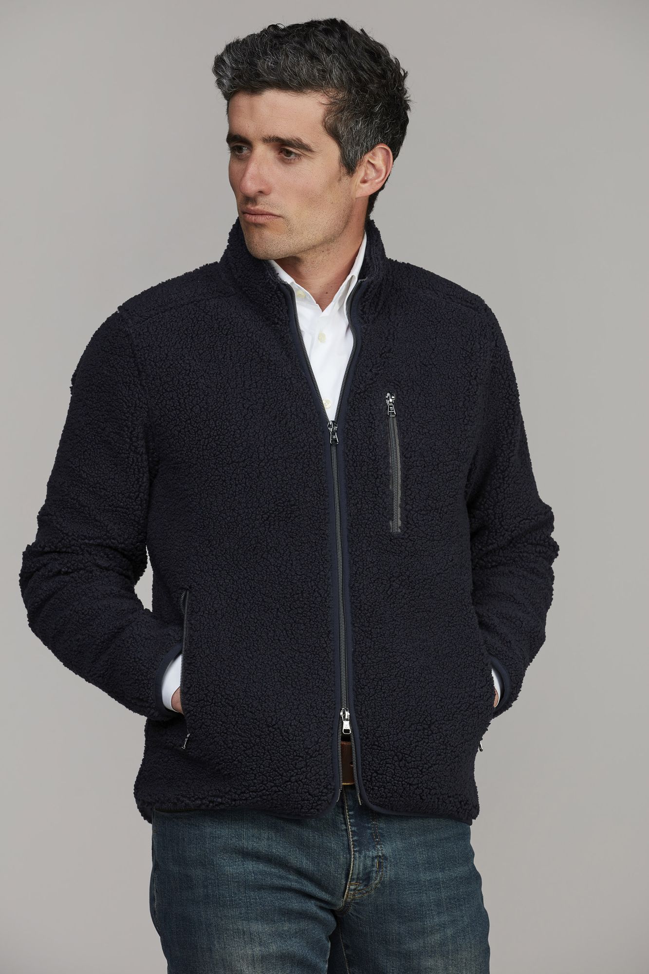 Pile Fleece Jacket MARINBLÅ
