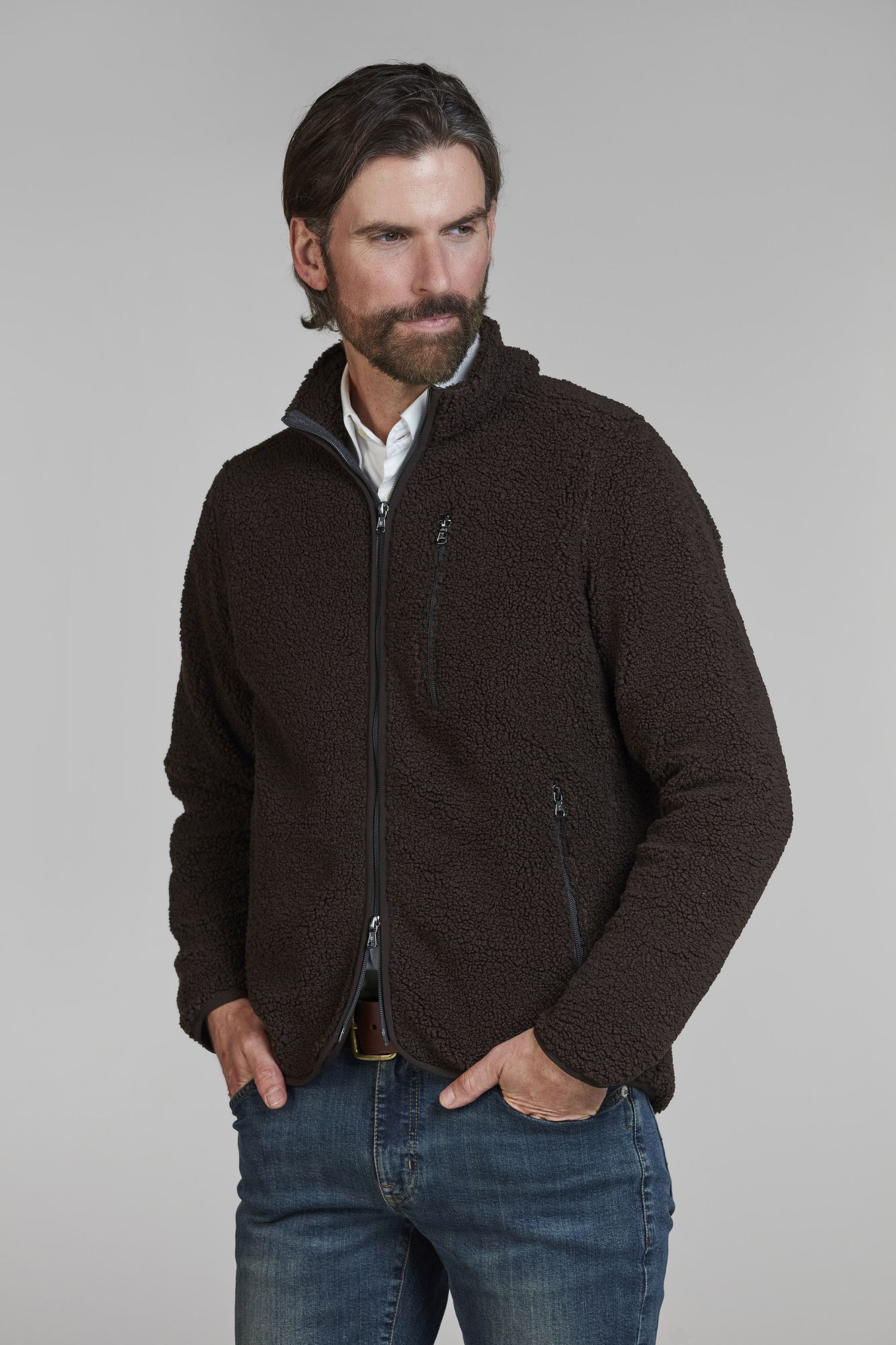 Pile Fleece Jacket, Mörkbrun, M, Hansen & Jacob – M