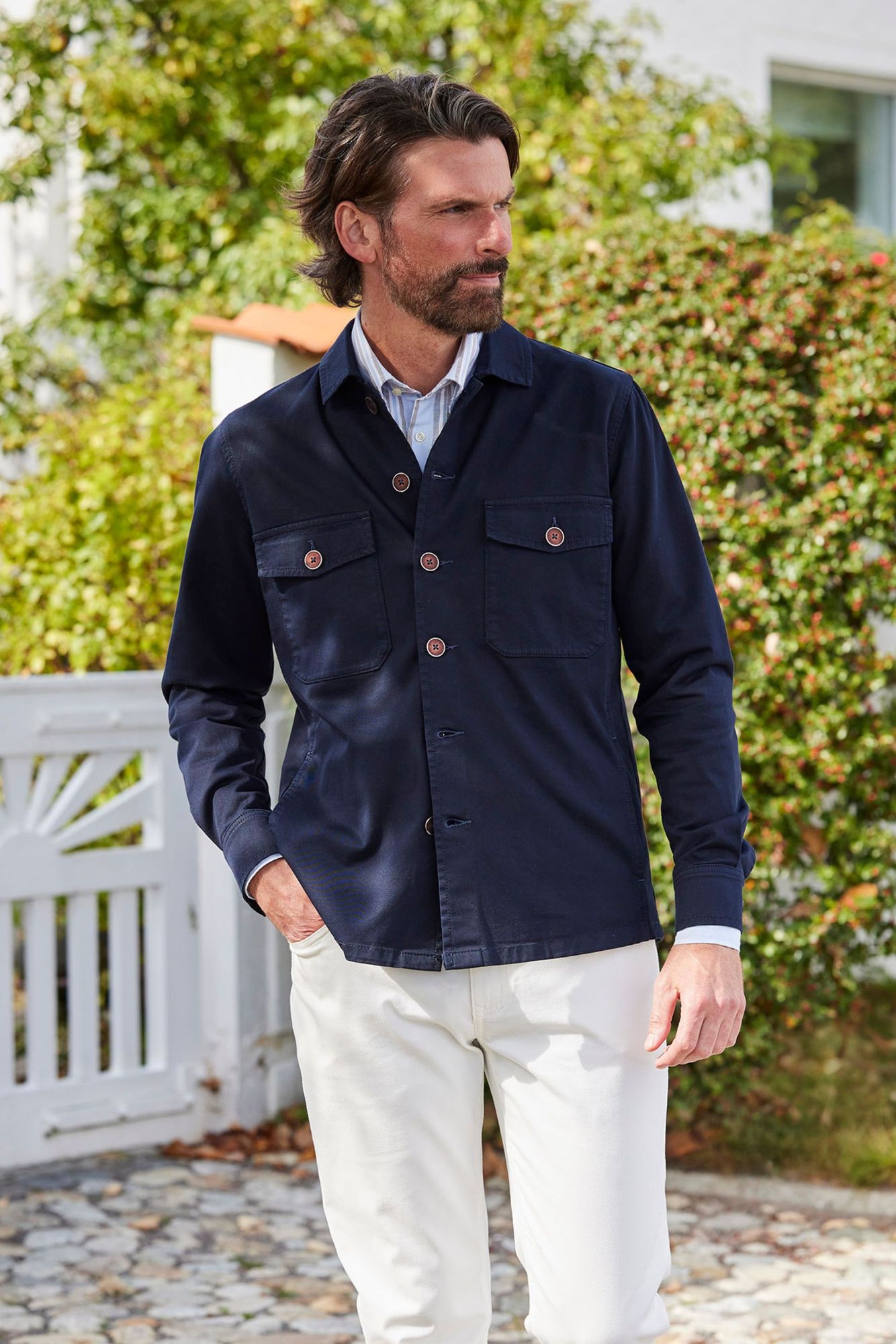 Skjorta, Clearwater Overshirt, Marinblå, L, Hansen & Jacob - L