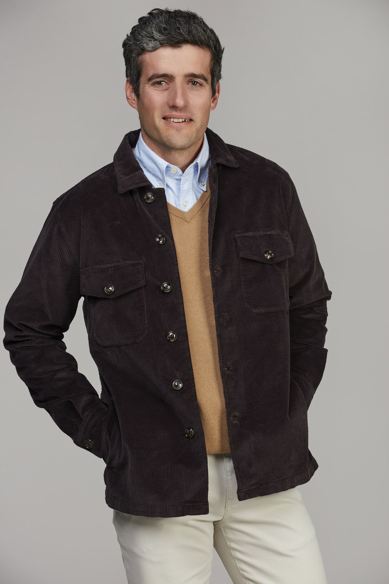 8W Corduroy Overshirt Mörkbrun