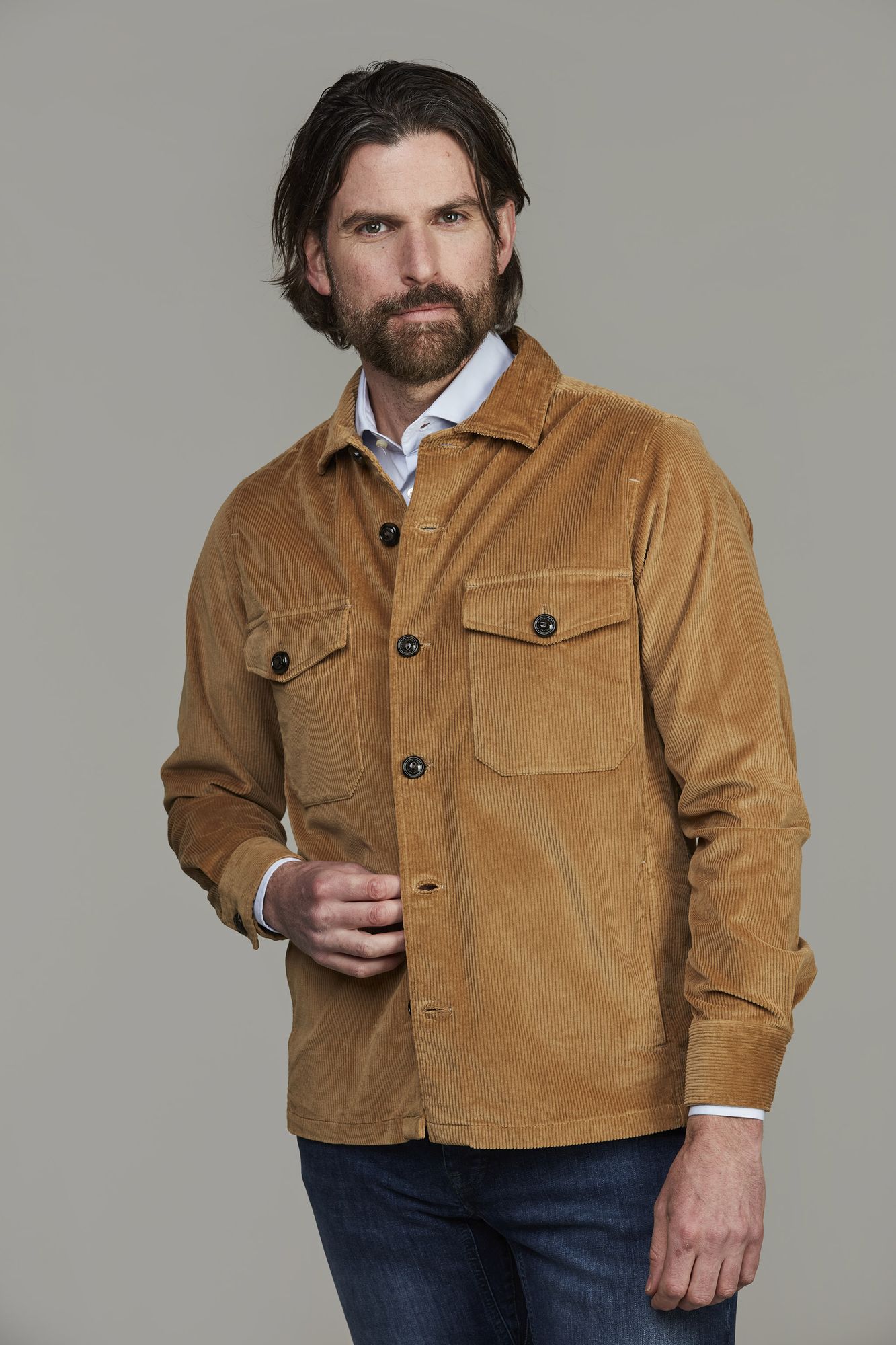 Skjorta, Corduroy Overshirt, Mörkbeige, XL, Hansen & Jacob – XL