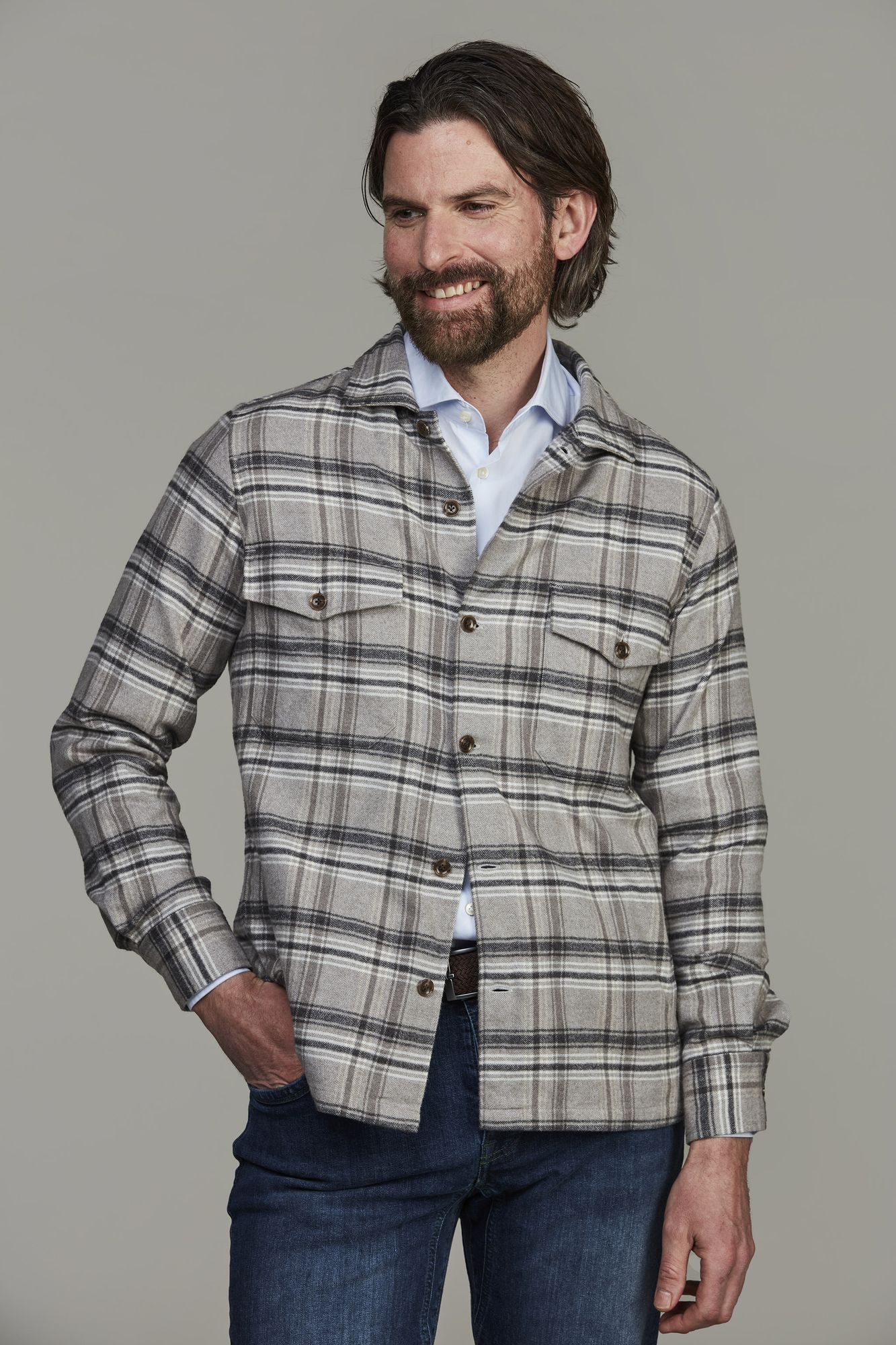 Skjorta, Lama Overshirt, Grå, S, Hansen & Jacob – S