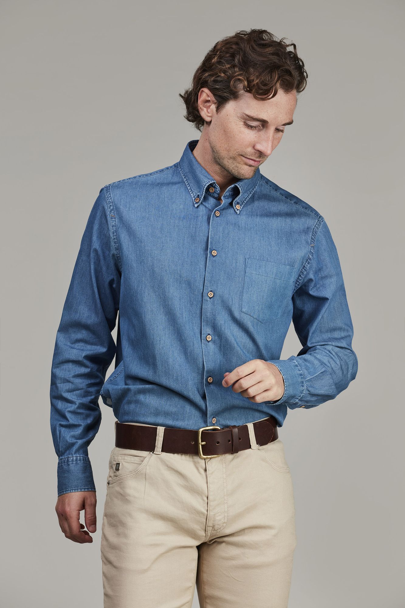 Skjorta, Indigo Classic Shirt, Mellan Blå, M, Hansen & Jacob – M