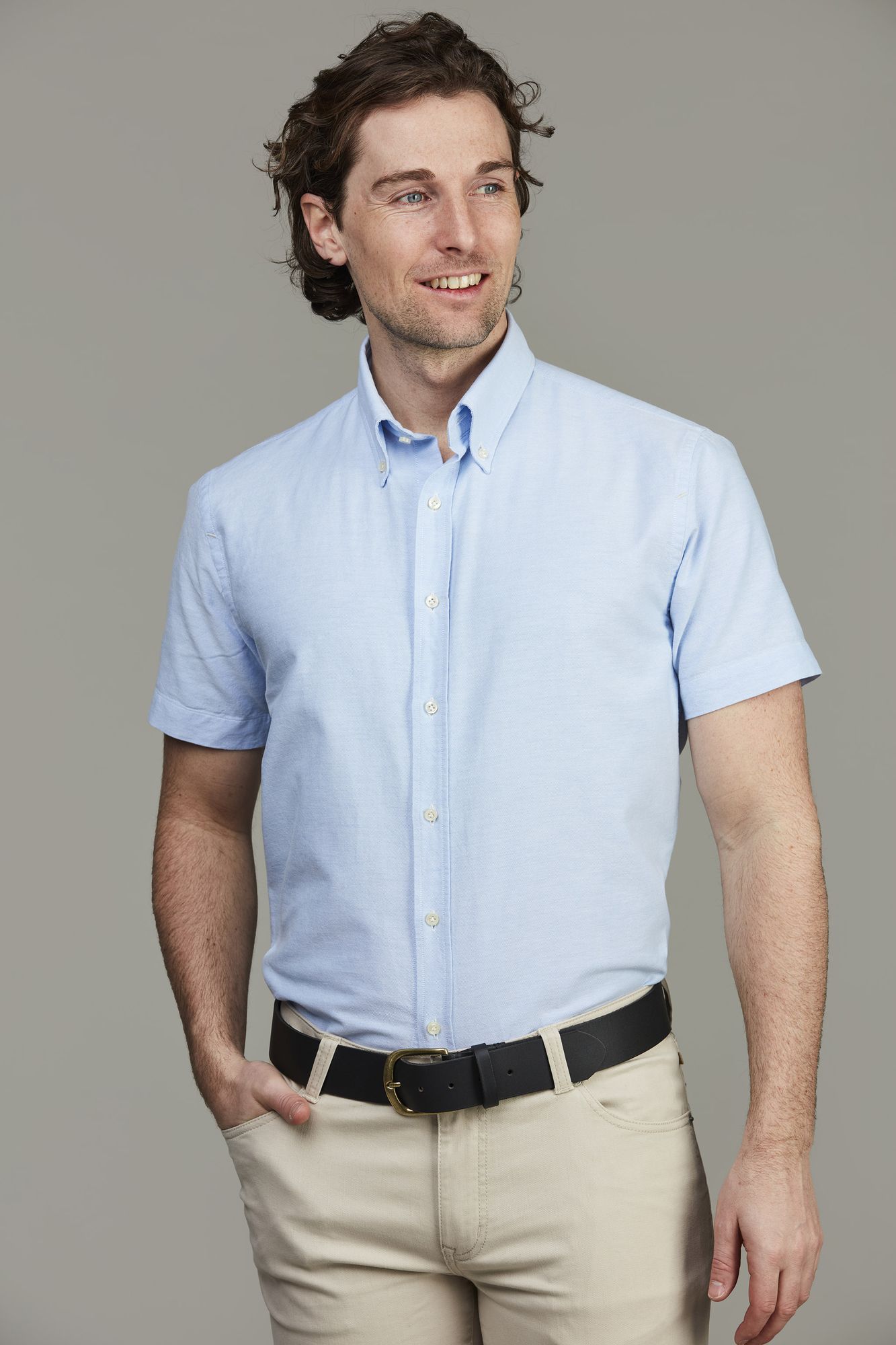 Skjorta, Urban Oxford Short Sleeve Shirt, Ljusblå, S, Hansen & Jacob – S