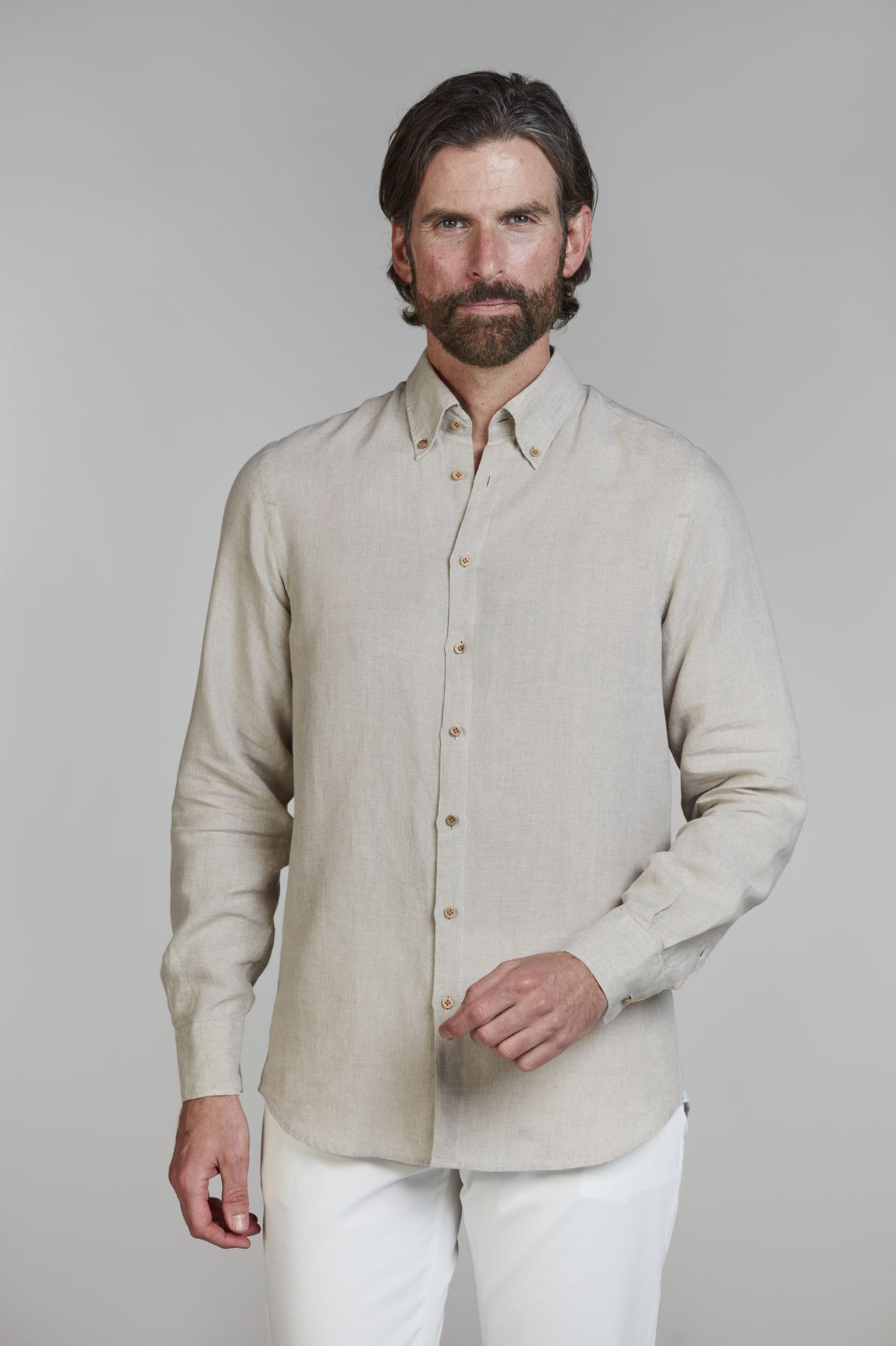 Skjorta, Classic Linen Shirt, Sand, XL, Hansen & Jacob - XL