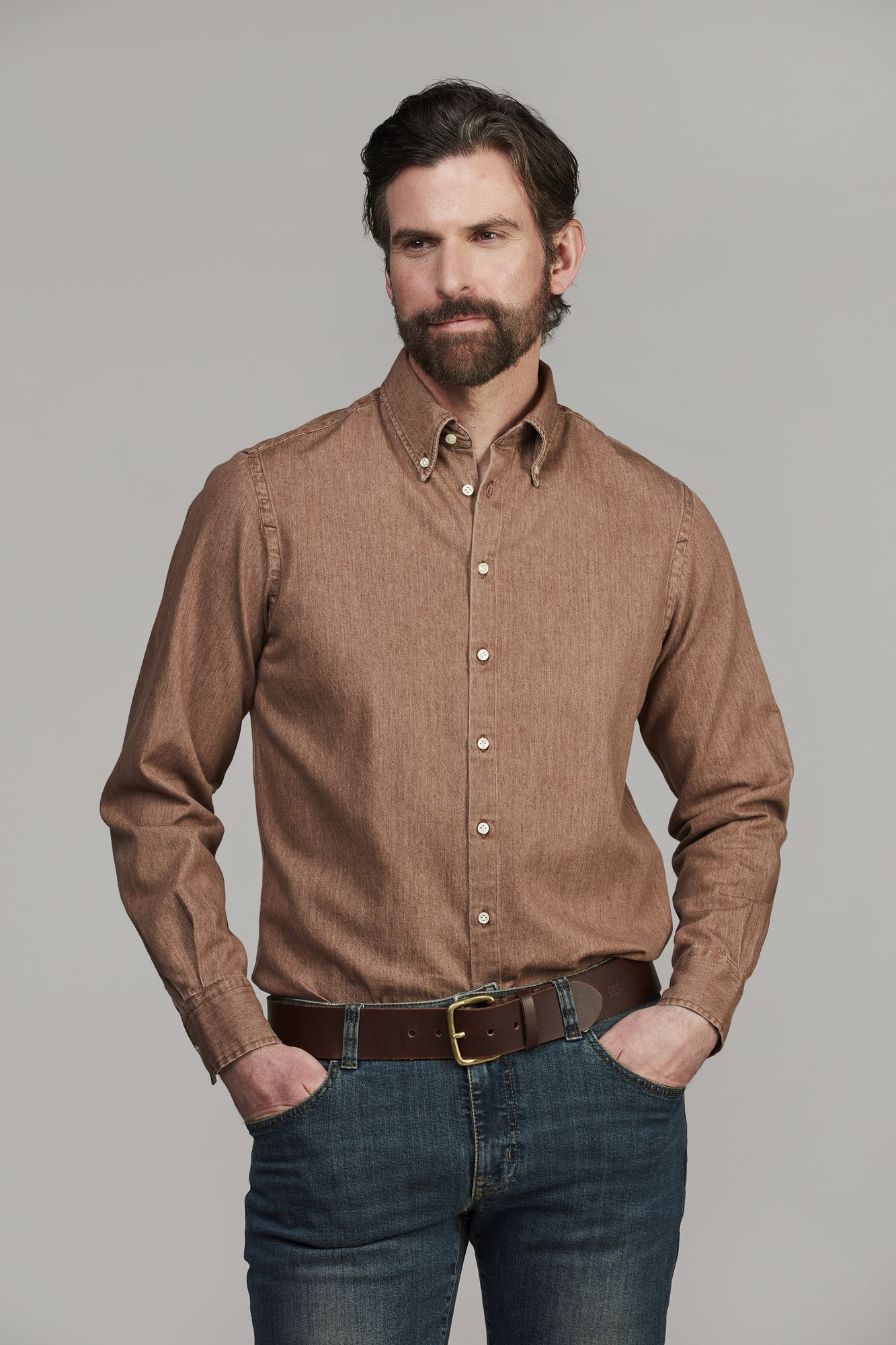 Zac Clrd Twill Denim Shirt RUSTIKBRUN