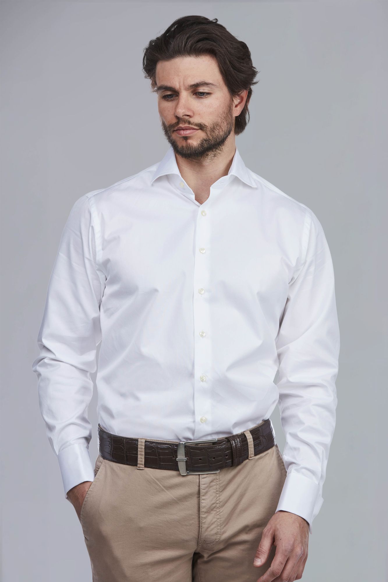 Skjorta, Dressed Wintwill Shirt, Dubbel Manschett Vit, 43, Hansen & Jacob - 43