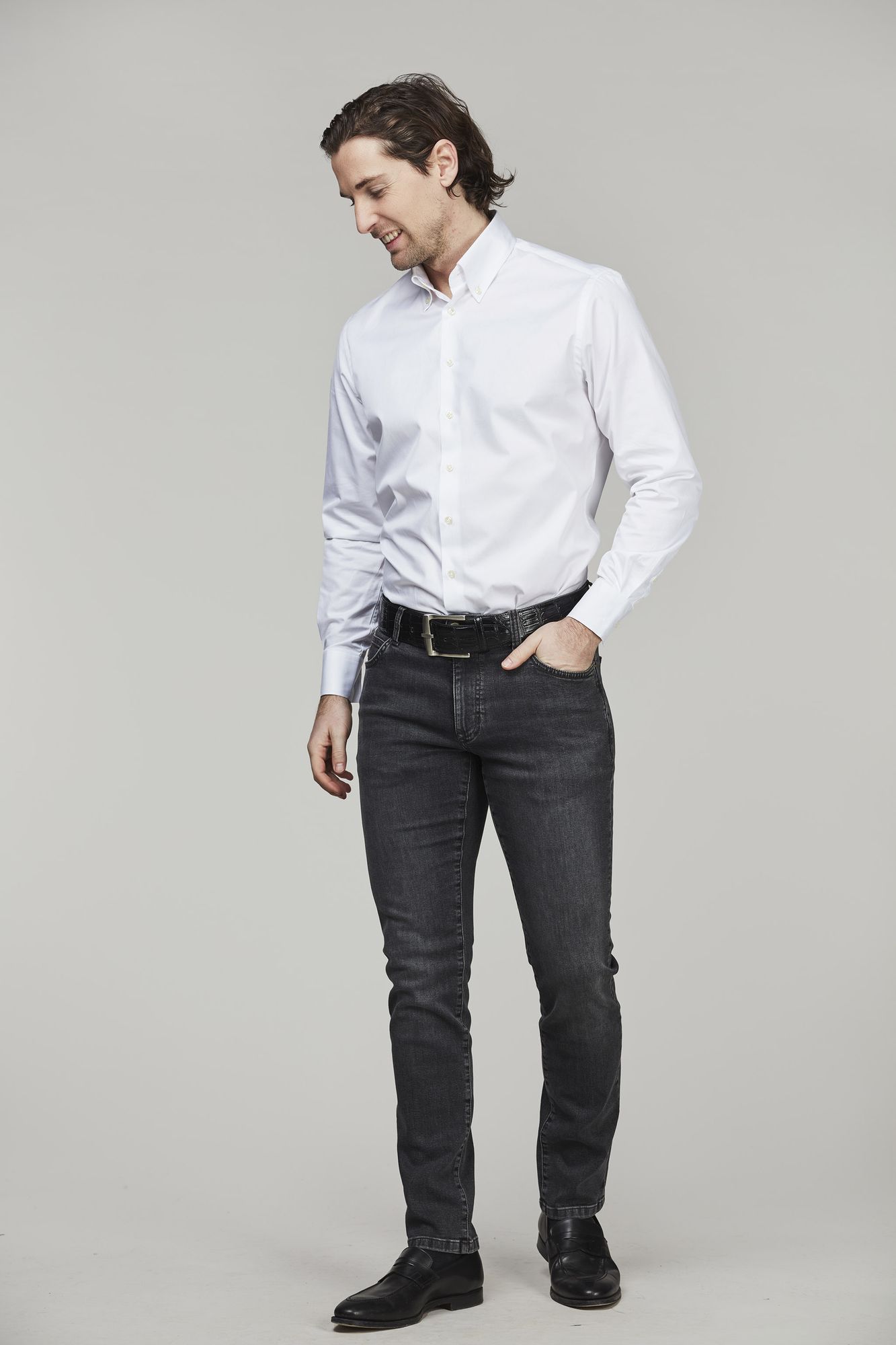 Exklusiva Jeans, 5-pkt Silk Touch Grey Denim, Grå, 29/32, Hansen & Jacob – 29/32