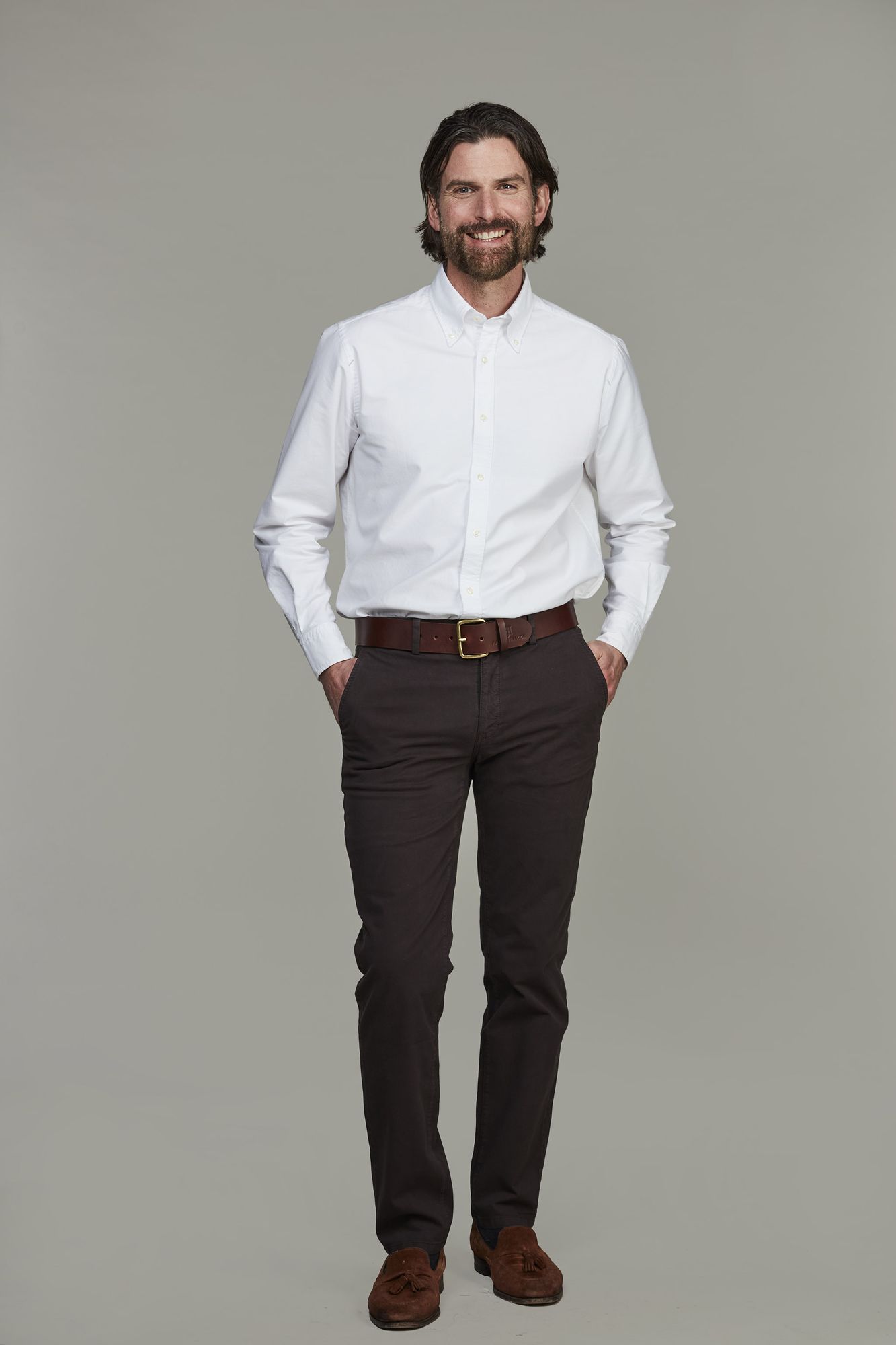 Exklusiva Chinos, Classic Chino Aerodyn High Stretch, Mörkbrun, 34/34, Hansen & Jacob - 34/34