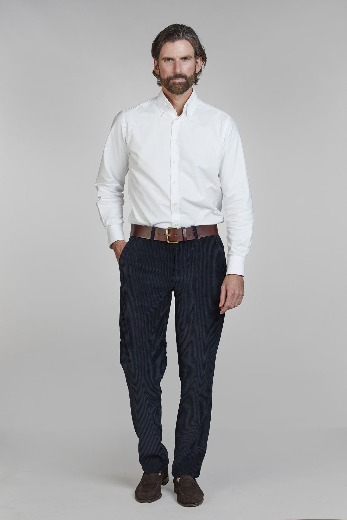 Exklusiva Chinos, Classic Chino Cord, Marinblå, 35/32, Hansen & Jacob - 35/32
