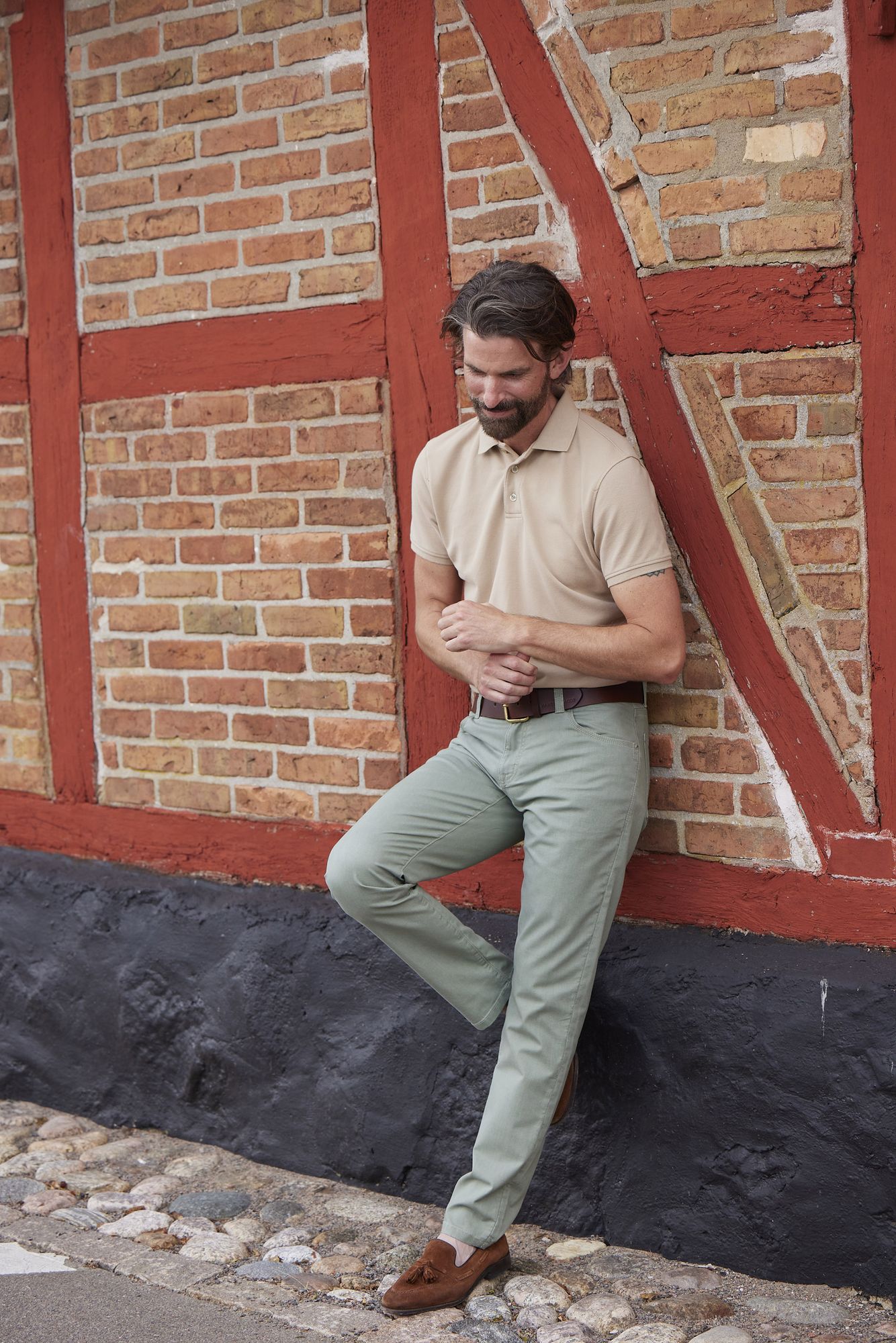 5-pkt Twill Melange, Grön, 42/32, Hansen & Jacob – 42