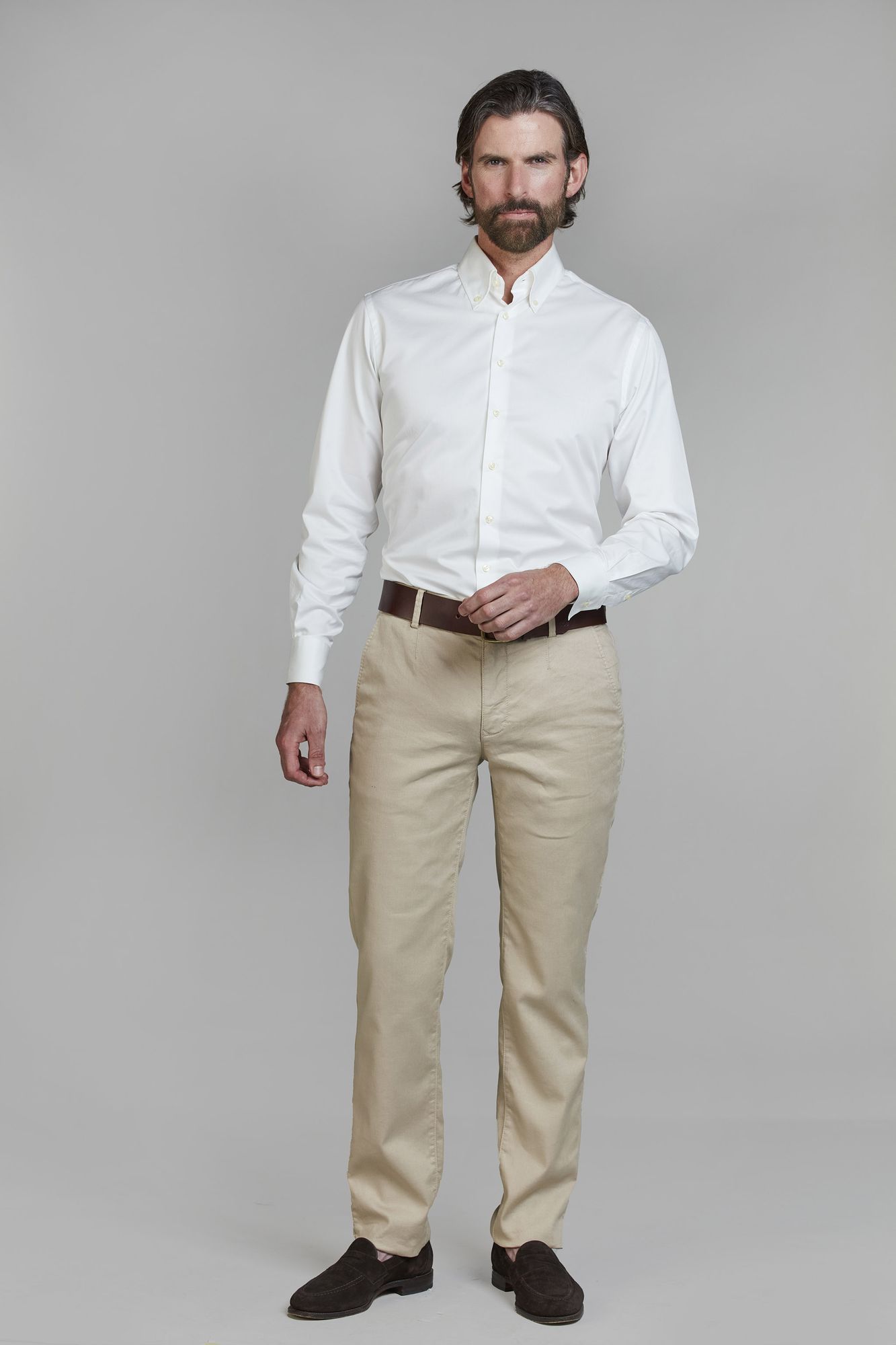 Exklusiva Chinos, Cotton/linen Stretch Chino, Beige, 34/34, Hansen & Jacob – 34/34
