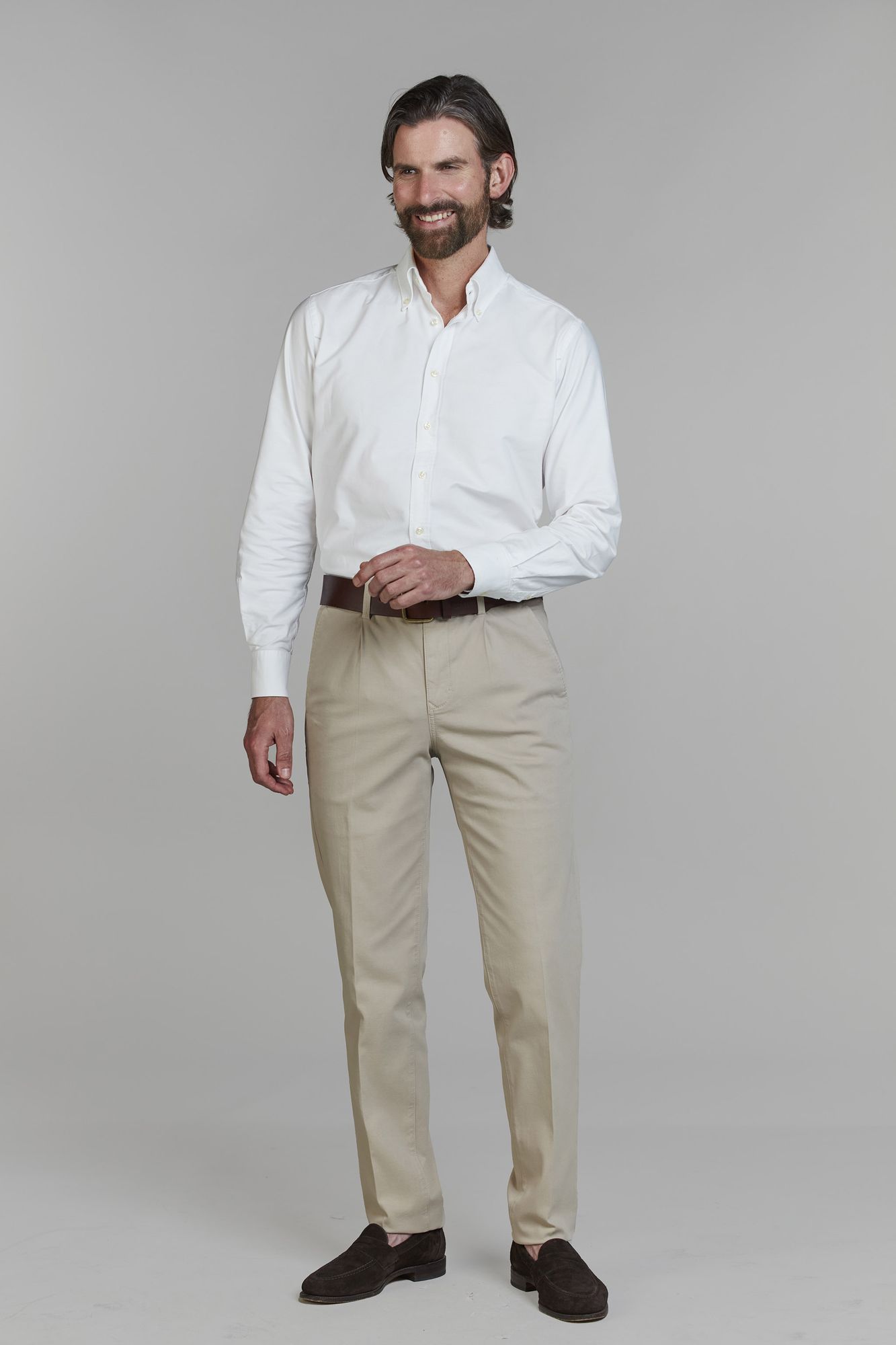 Exklusiva Chinos, Front Pleat Pique Chino, Mullvad, 30/32, Hansen & Jacob - 30/32