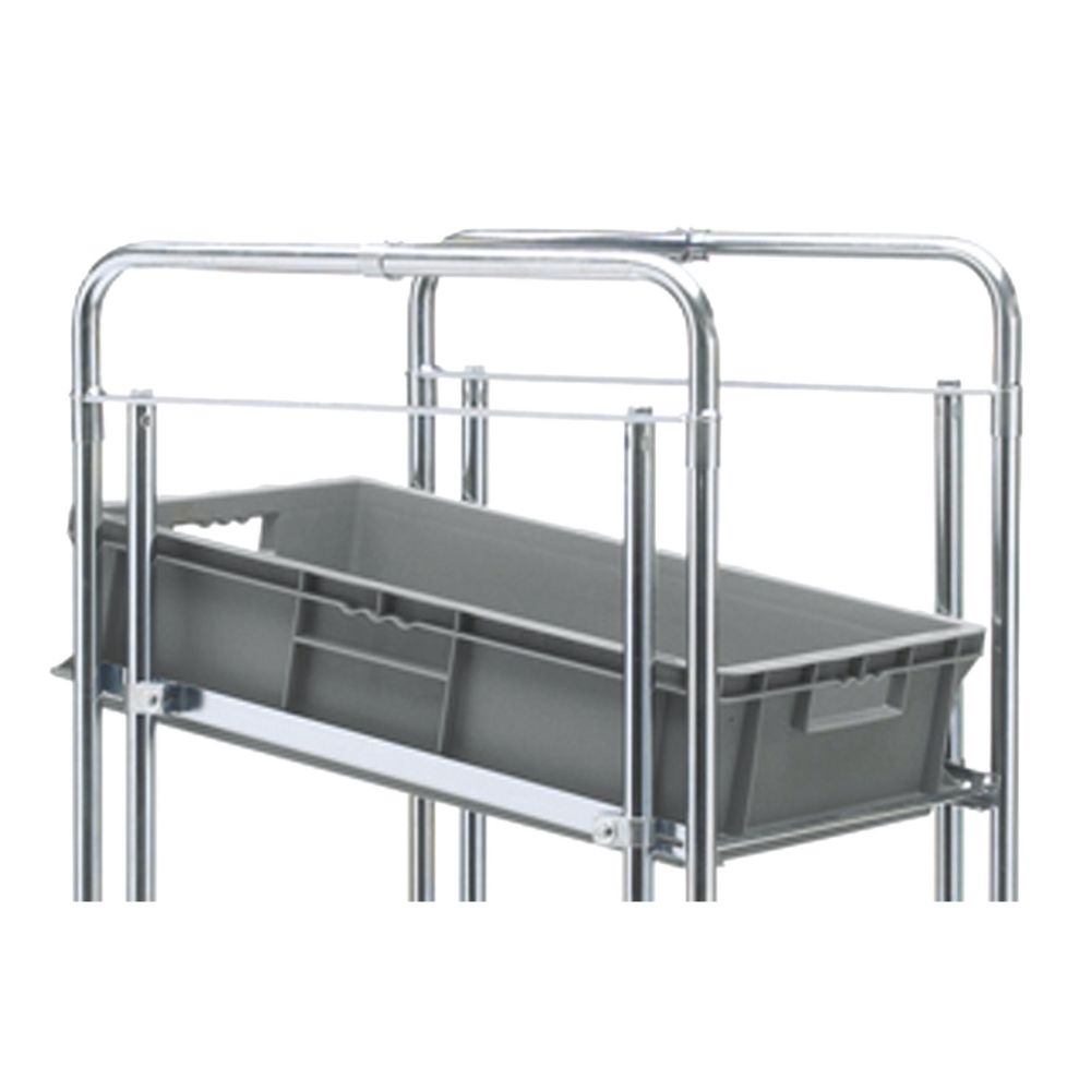 Pair of guide rails with box restrainer