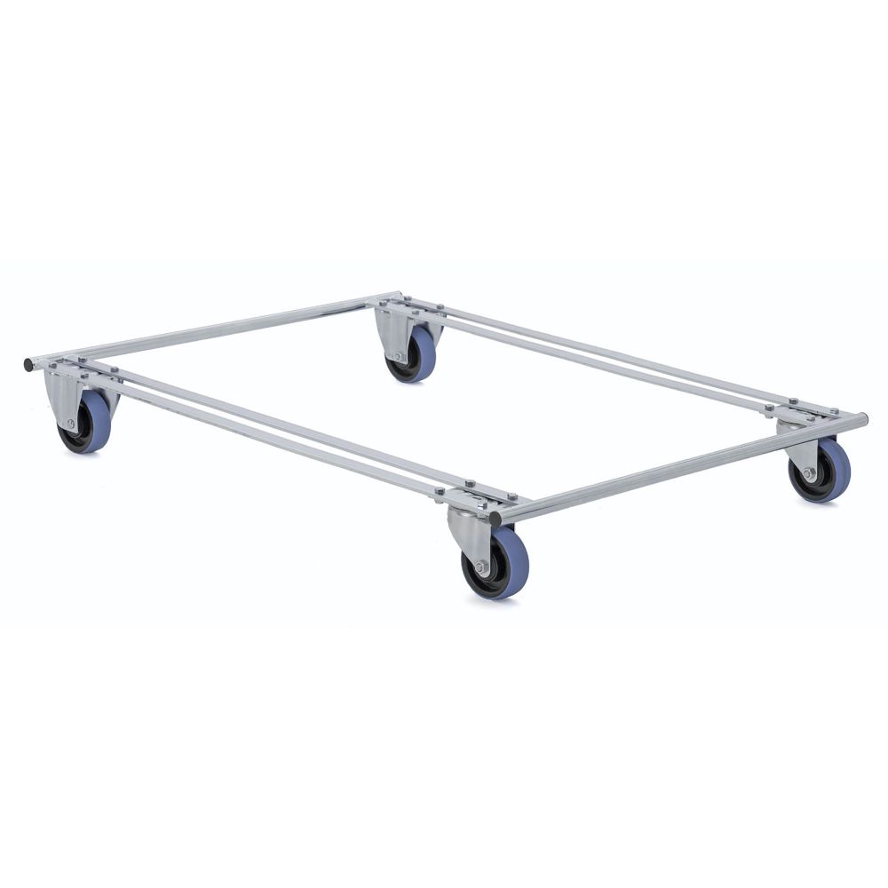 Pallet dolly with blue wheels two swivel two fixed