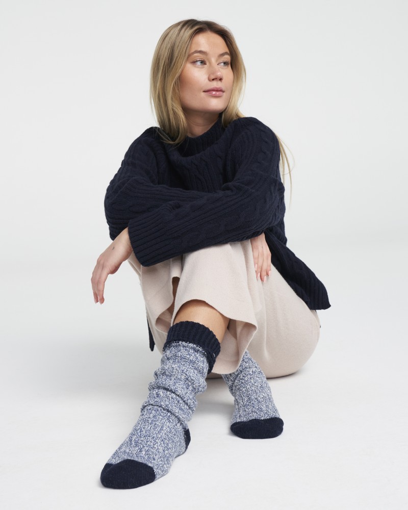 Brommö raggsocka Denim Mel./Navy