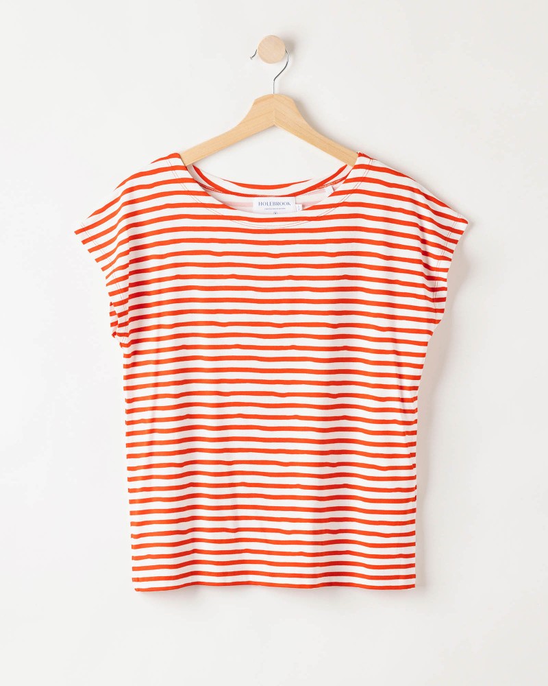 Ellen Capsleeve Off White/Bright Red