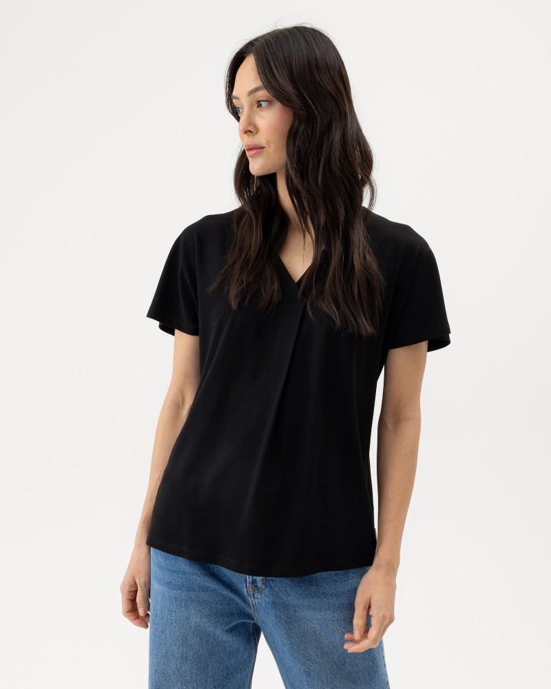 Ellen V-neck Top Black