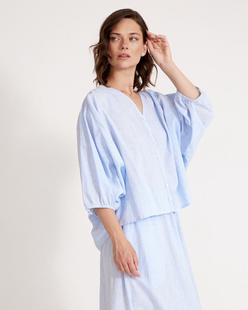 Emily Blouse Light Blue/White