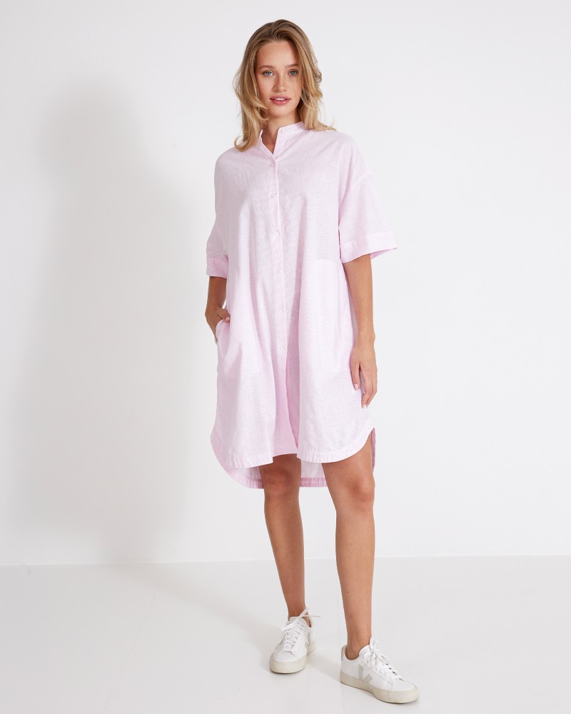 Emily Tunic Dress Light Pink/White