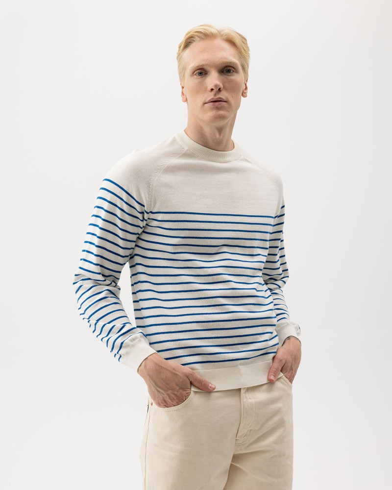 Gunnar Crew Off White/Surf Blue