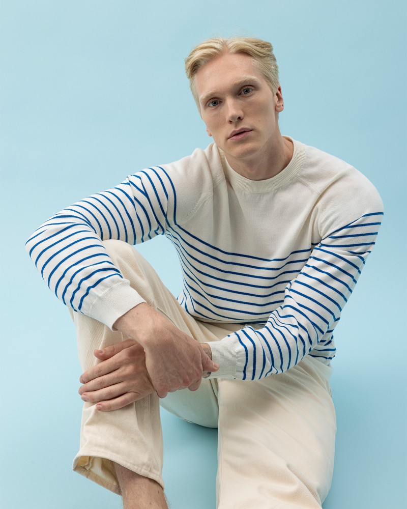 Gunnar Crew Off White/Surf Blue