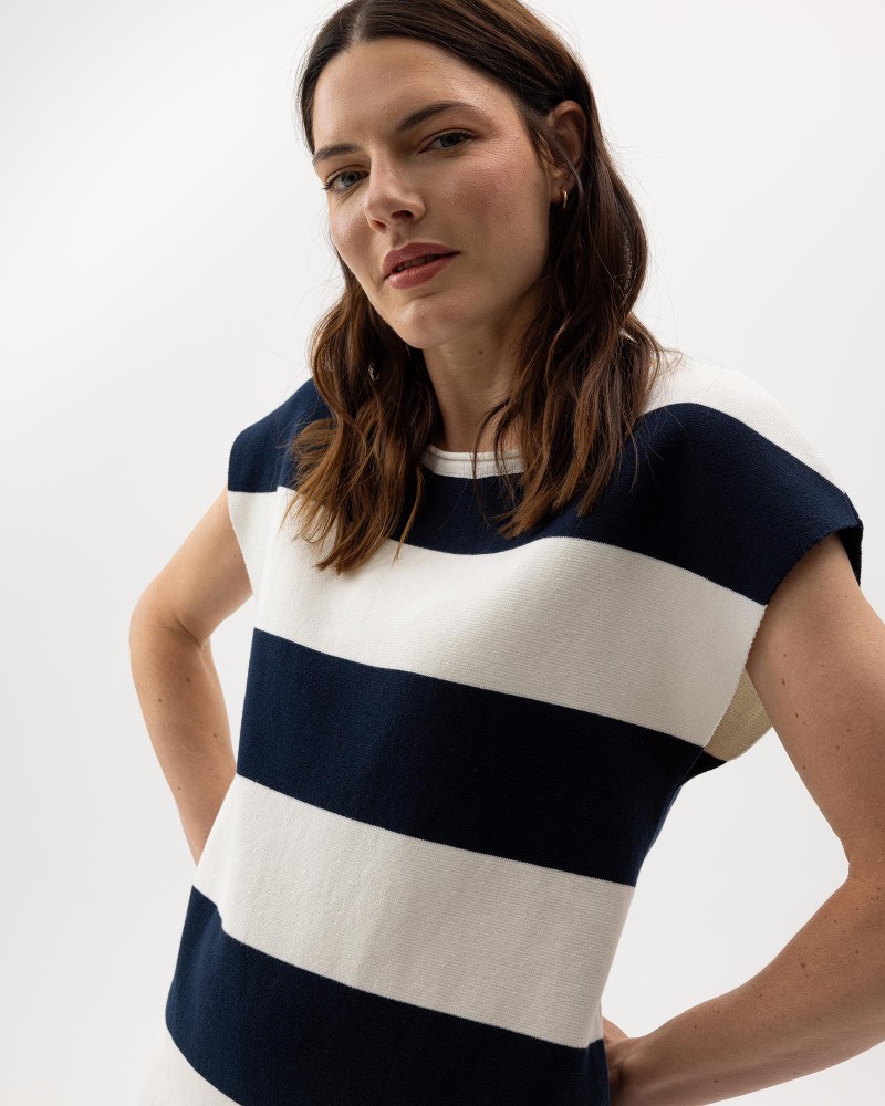 Jane Dress Off White/Navy