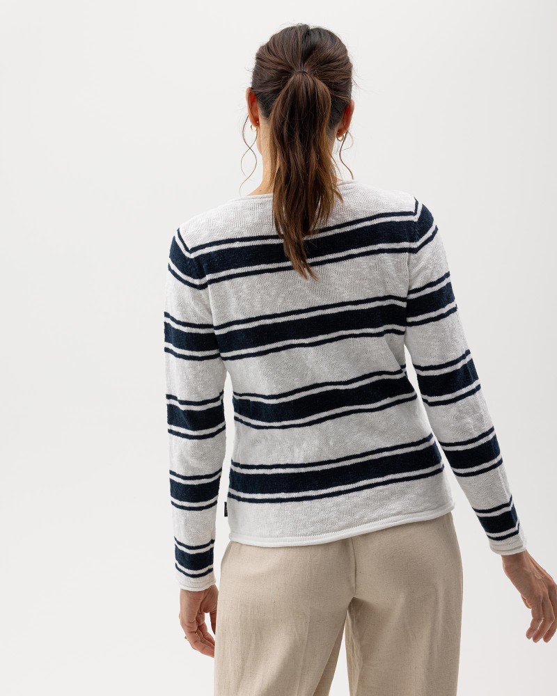 Juni Boatneck White/Navy