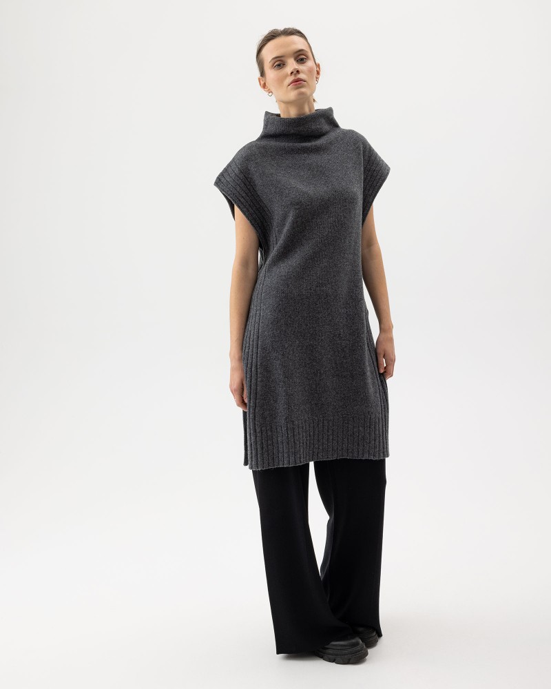 Kicki Long Vest Dark Grey Mel.
