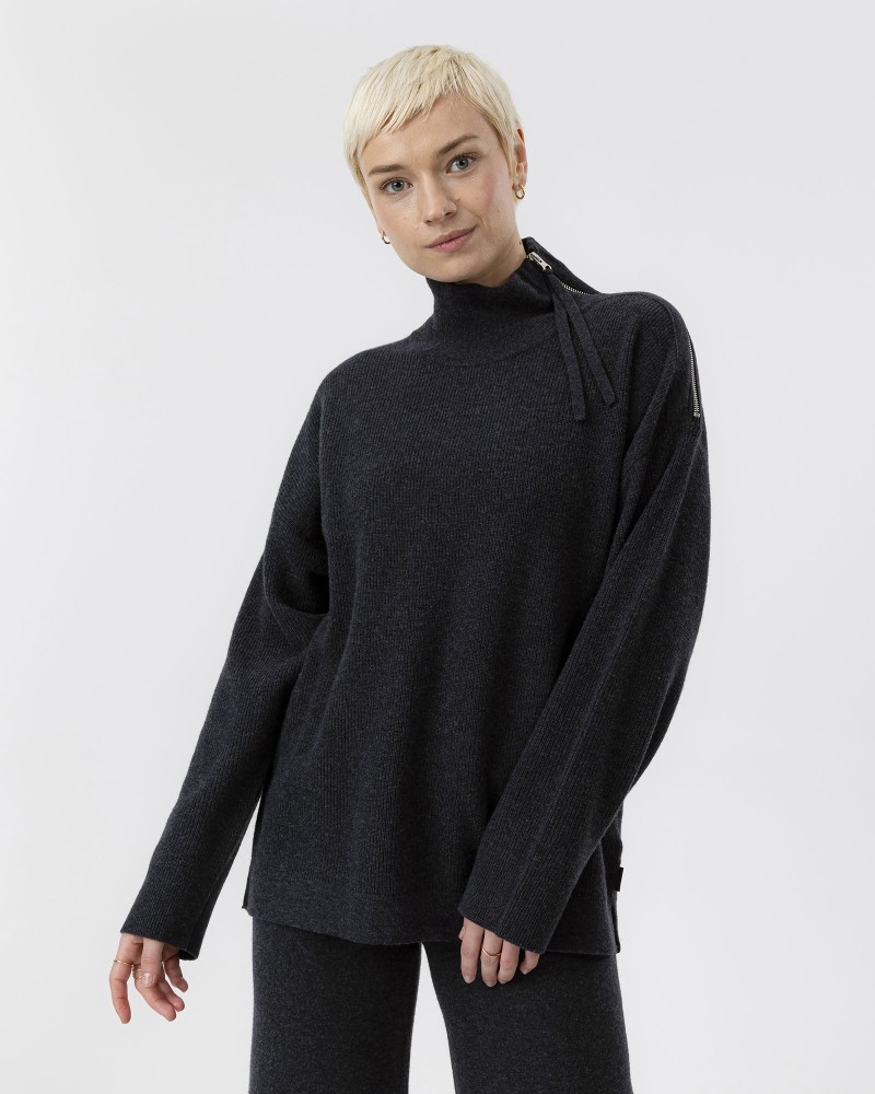 Kristina Zip Sweater Black Mel.