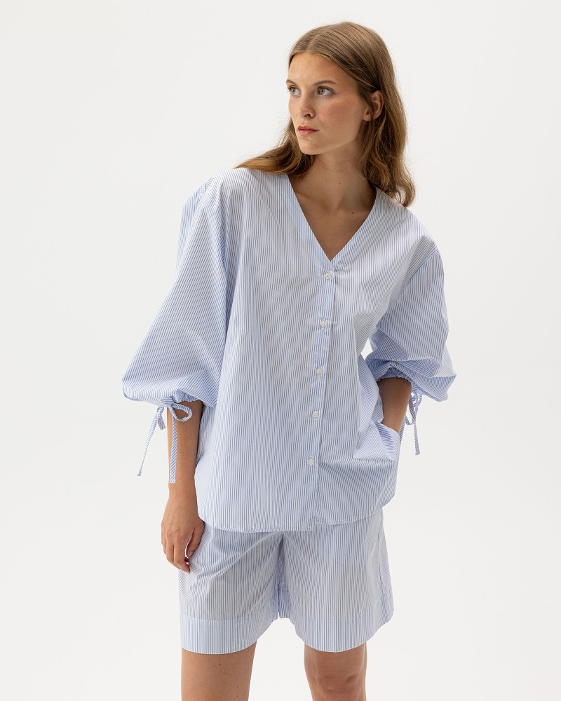 Marie Shirt White/Light Blue