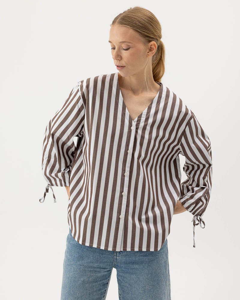 Marie Shirt Dark Brown/White