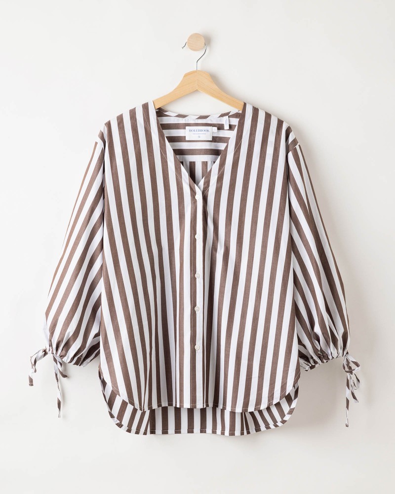 Marie Shirt Dark Brown/White