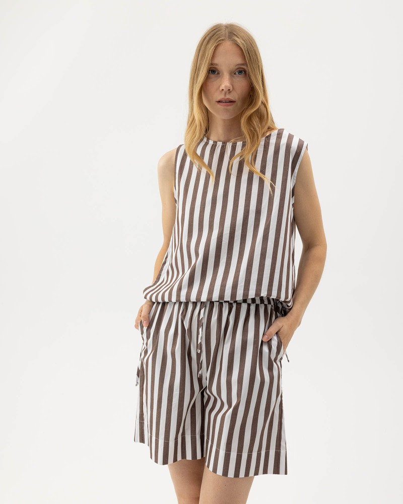 Marie Shorts Dark Brown/White