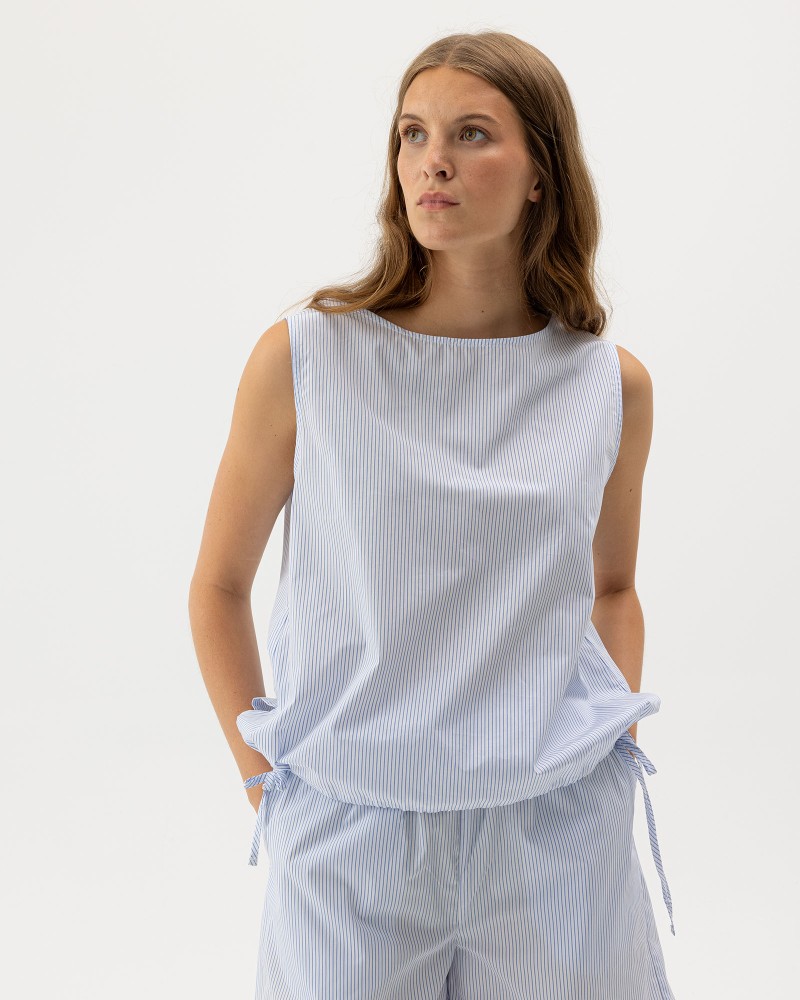 Marie Top White/Light Blue