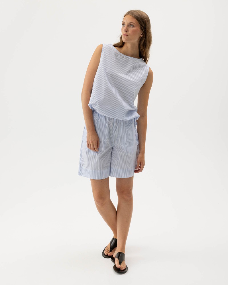 Marie Top White/Light Blue