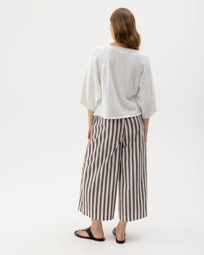 Marie Wide Pants Dark Brown/White