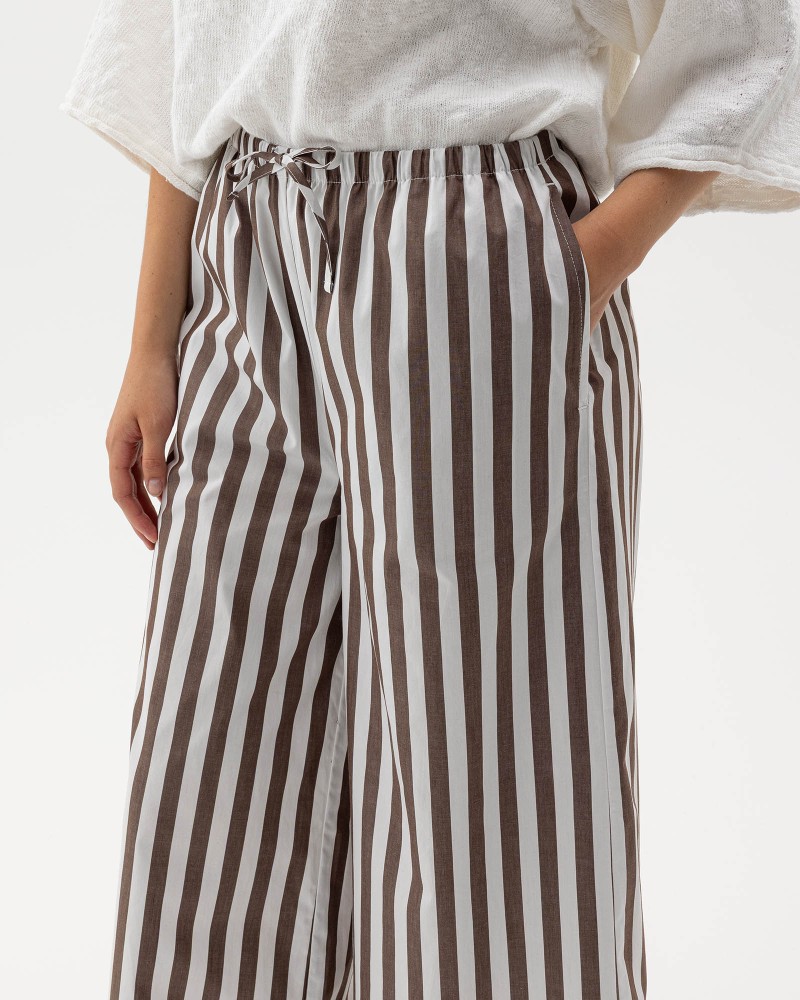 Marie Wide Pants Dark Brown/White