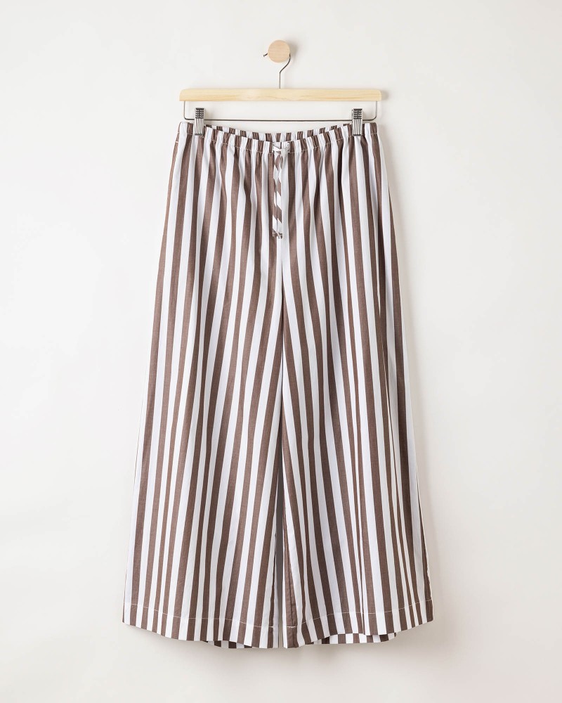 Marie Wide Pants Dark Brown/White