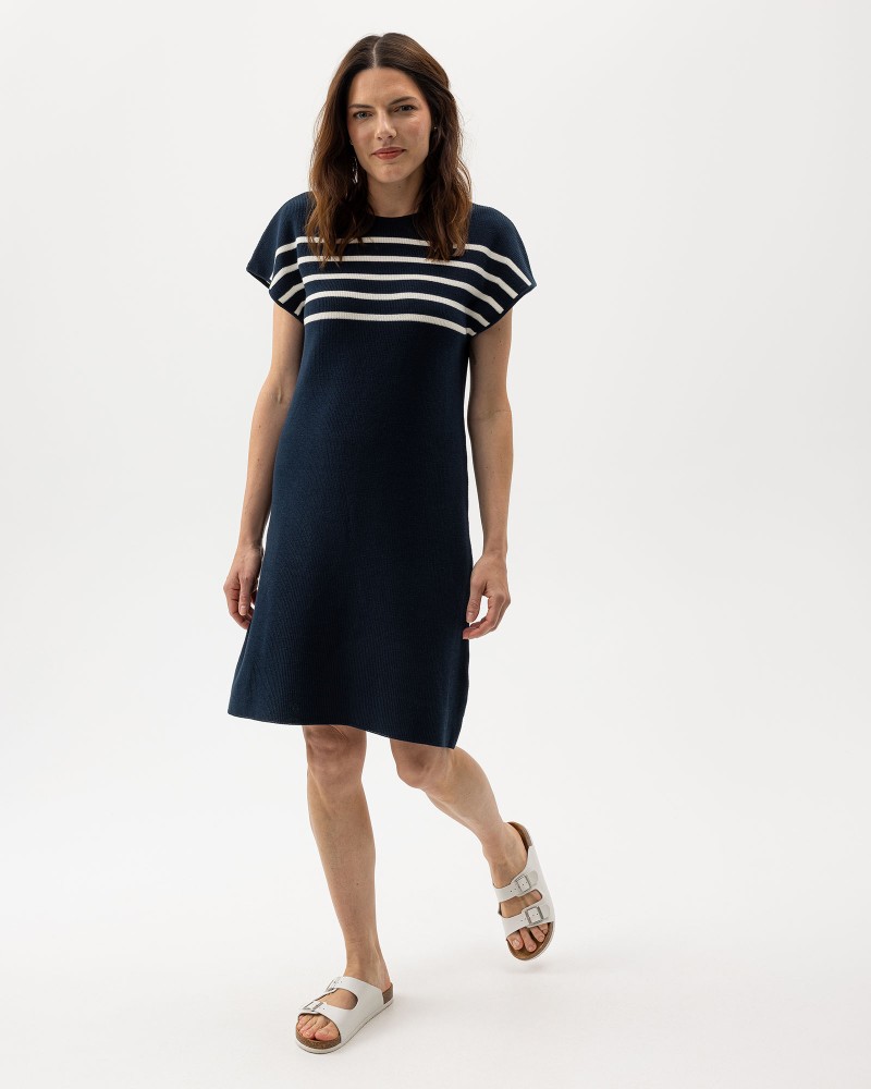 Maud Dress Navy/Off White