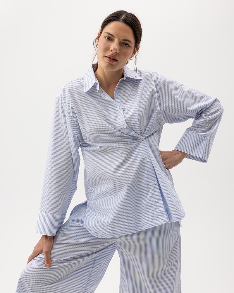Micaela Shirt White/Light Blue