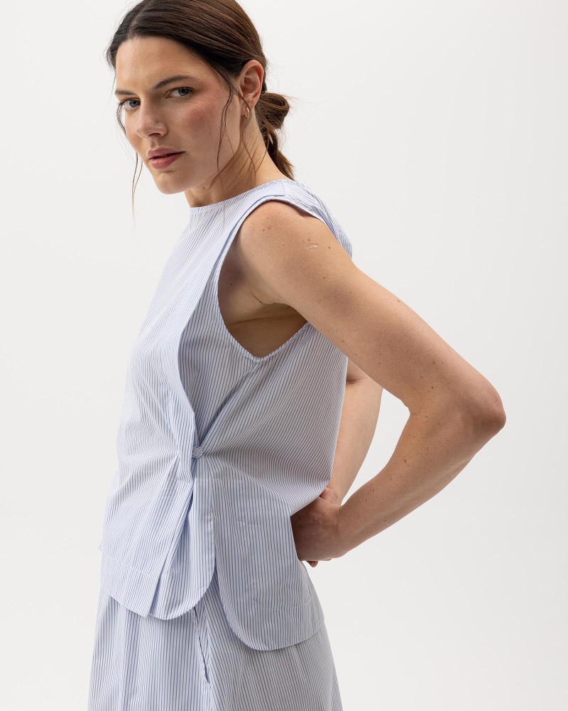 Micaela Top White/Light Blue