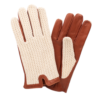 Damhandskar Crochet/Lammnappa Cognac